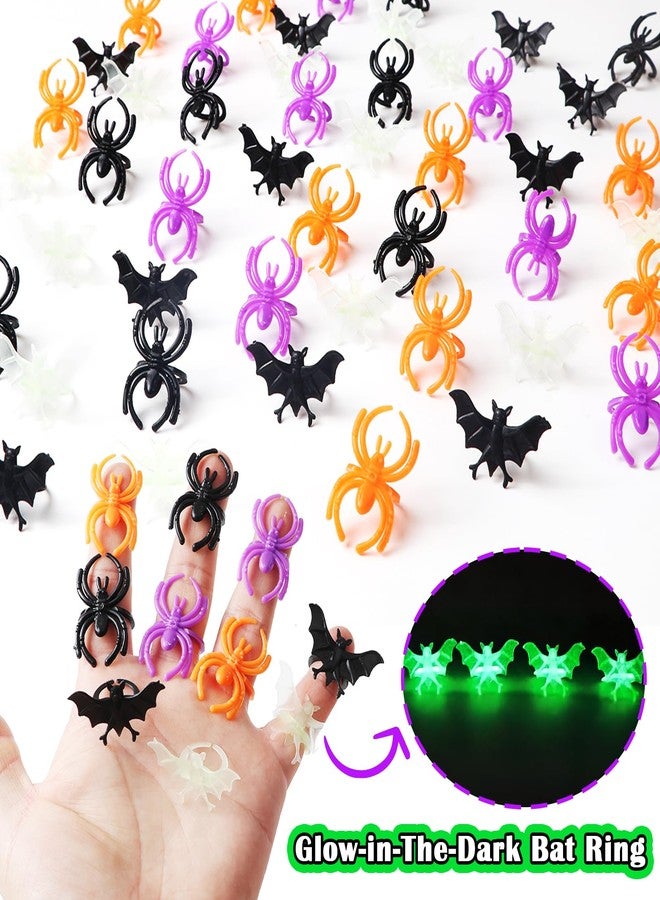 JXITON 150pcs Halloween Spider Rings Bat Ring,Colorful Plastic Spider & Bat Finger Rings Trick or Treat Toy Gifts for Halloween Costume Accessories Party Decoration - Image 2